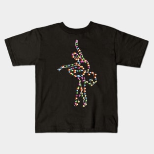 Ballet Christmas Lights Balerina Xmas Gift For Dancer Kids T-Shirt